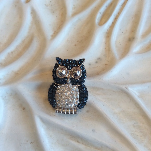 Crystal blue and clear Crystal owl pendant silver - Picture 2 of 7